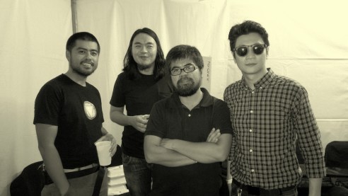 Backstage after the gig. From L-R: Jojo Gatmaitan, Kakoy Legaspi, Vengee Gatmaitan and Clementine