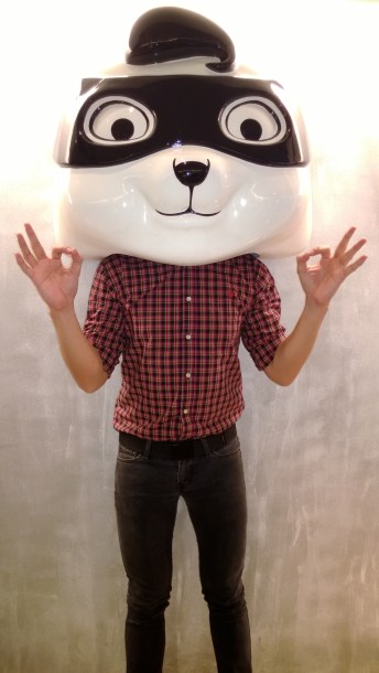 Posing as Sir Antonio - The Tiramisu Hero. It is actually a wall installation.